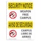 Signmission OSHA Security Sign, 7" Height, 10" Width, Rigid Plastic, Weapon Free Campus Bilingual, Landscape OS-SN-P-710-L-11682 - alternate 1